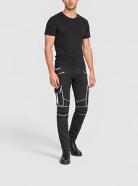 Pantalon fuselé en jean peint - Noir & Blanc