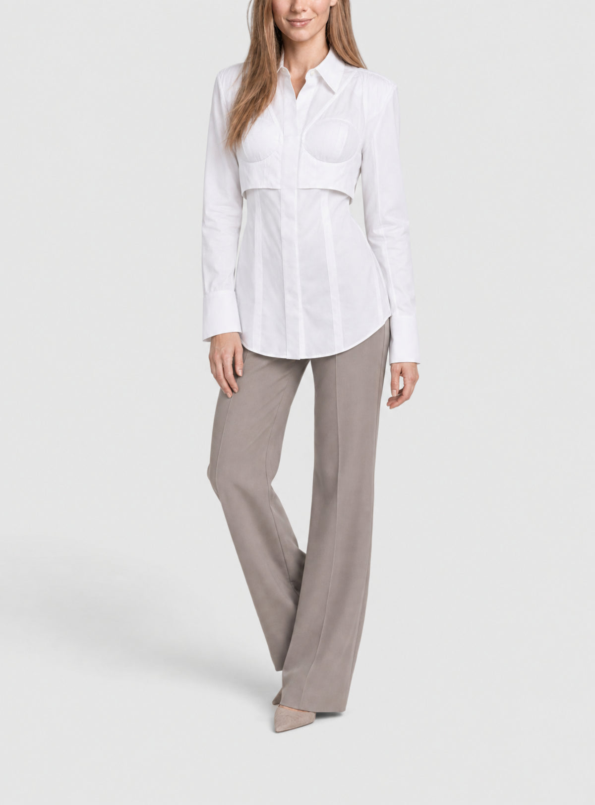 Chemise longue en popeline - Blanc