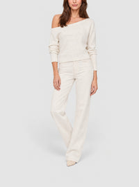 Pull en tricot à épaules dénudées - Blanc