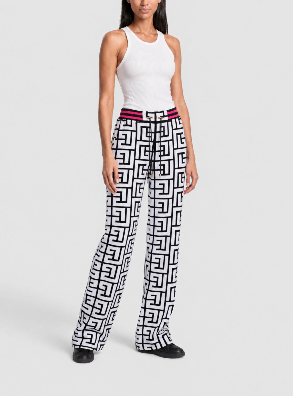 Pantalon de jogging large en laine - Noir & Blanc