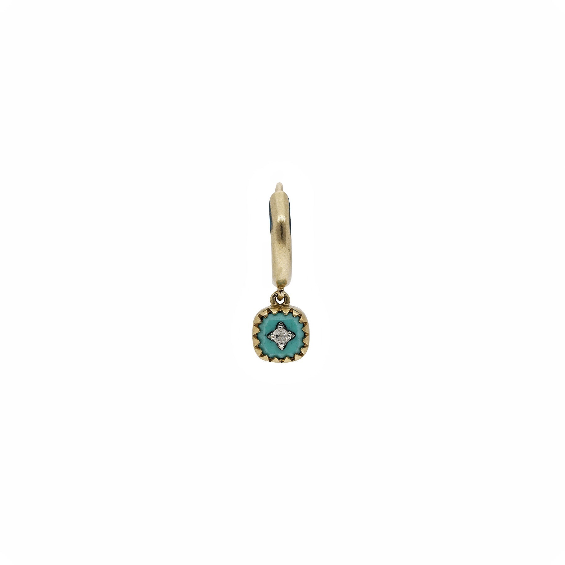 Mono earring in yellow gold set with diamond - Diamond