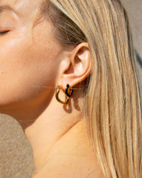 Boucles d'oreilles Wave en vermeil & émail - Noir