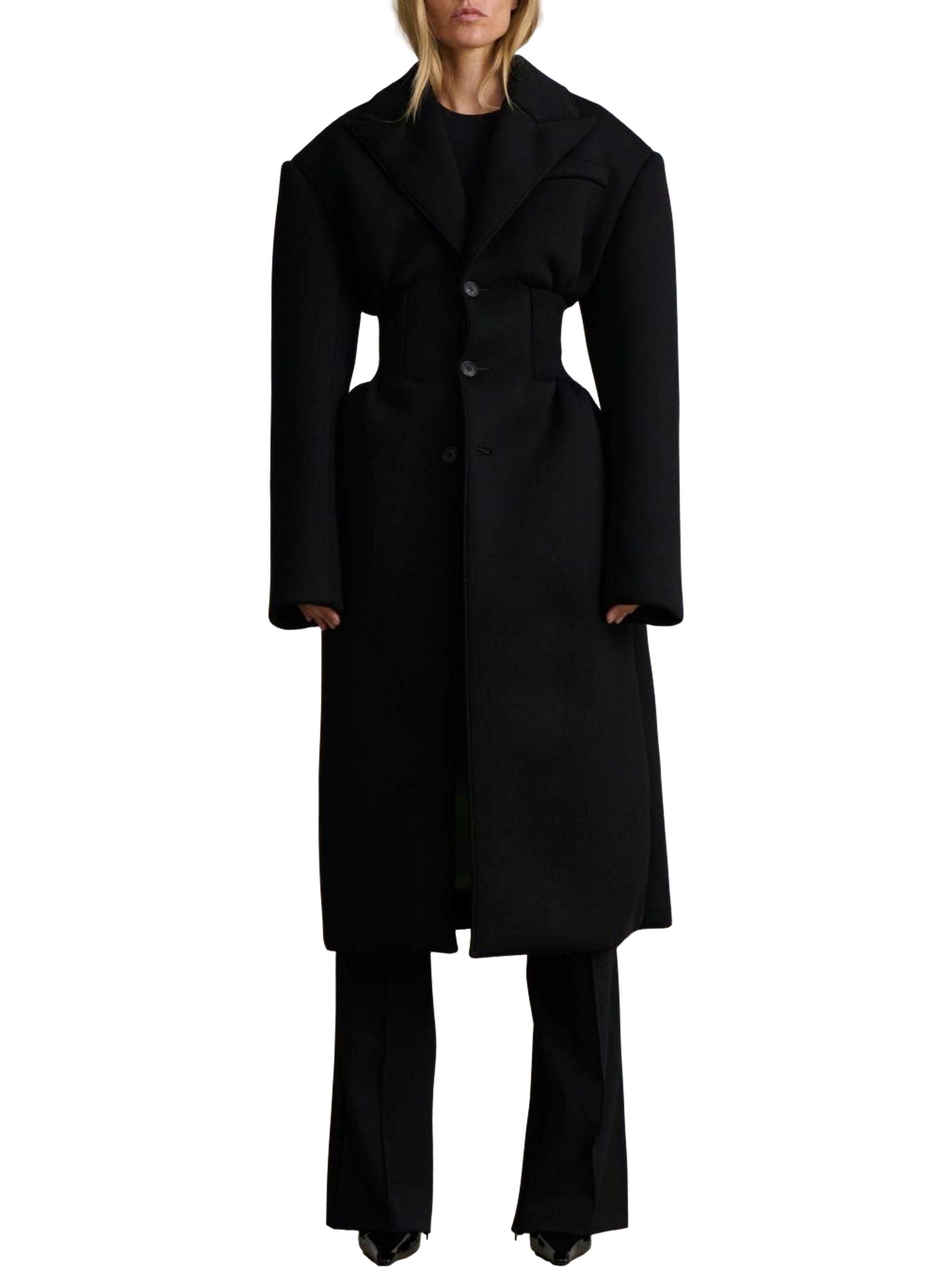 Manteau contrecollé à simple boutonnage - Black