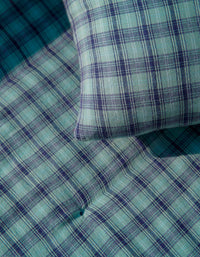 Housse de coussin Carreau Ischia en coton - Vert & Bleu