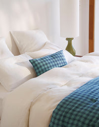 Housse de coussin Carreau Ischia en coton - Vert & Bleu