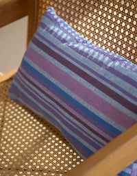 Bayadère cotton striped cushion cover - Blue & Violet