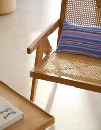 Bayadère cotton striped cushion cover - Blue & Violet