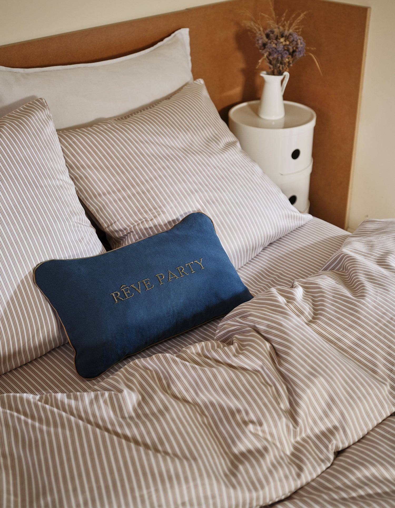 Housse de coussin Rêve Party en lin et coton - Bleu