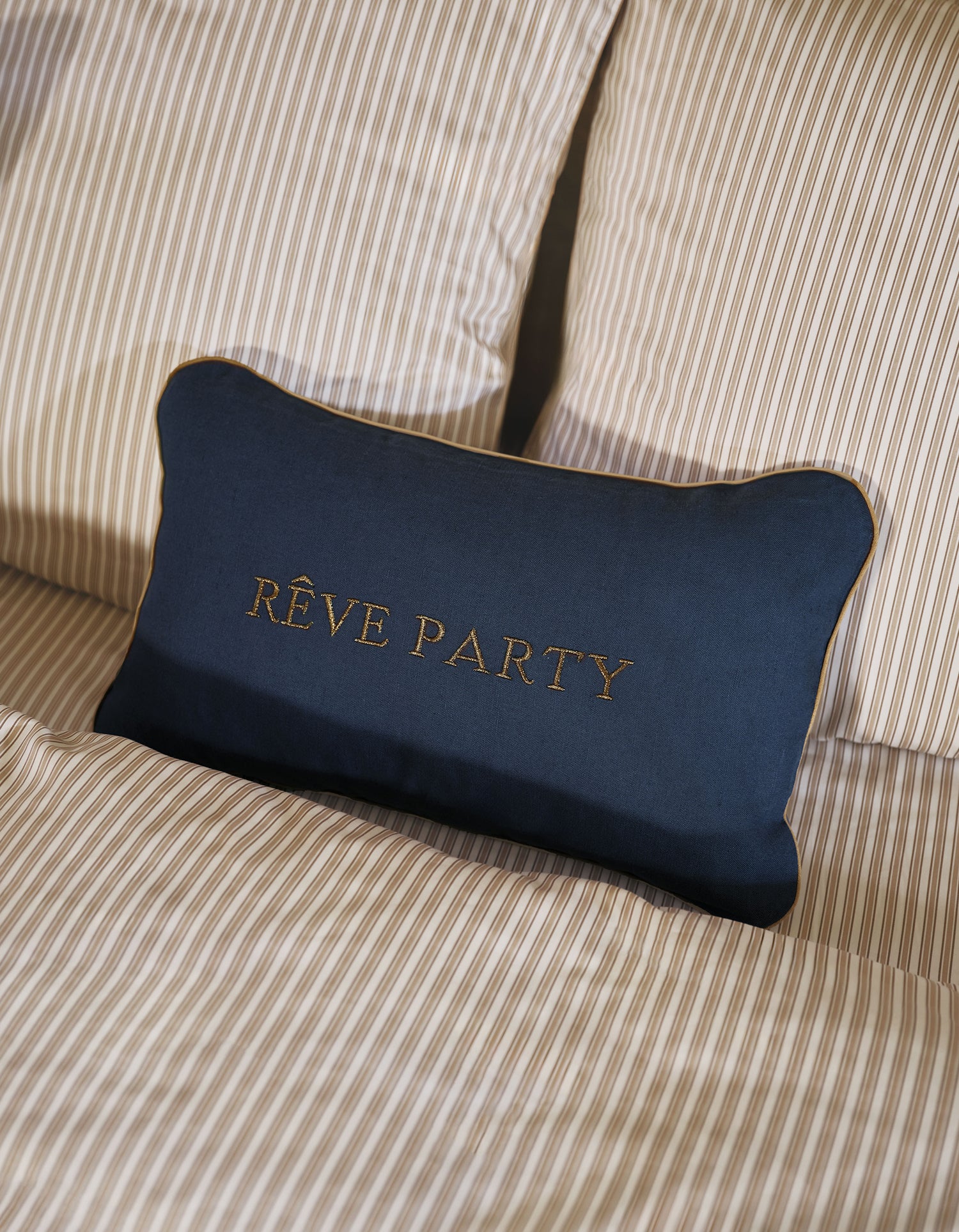 Housse de coussin Rêve Party en lin et coton - Bleu