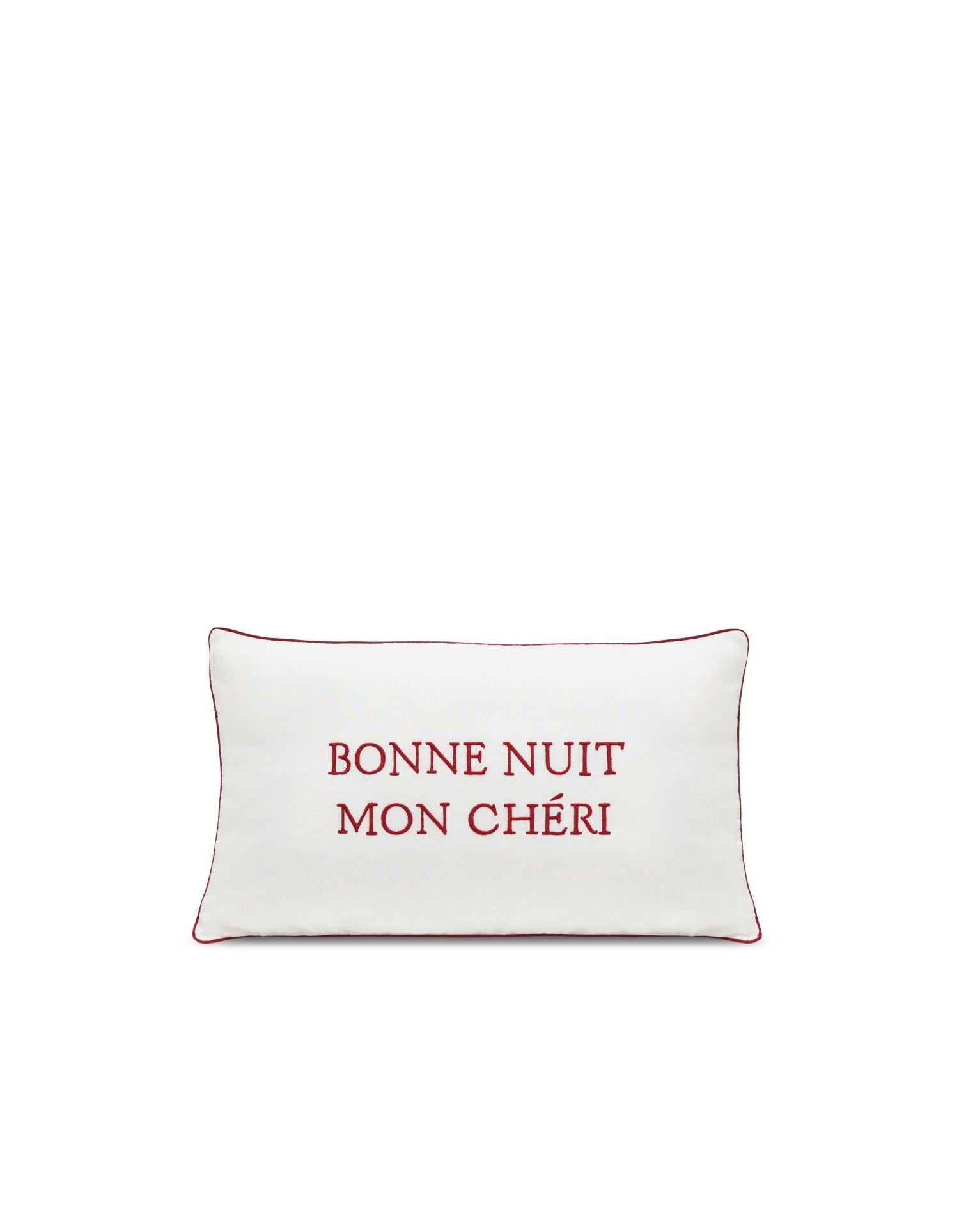 Housse de coussin Mon Chéri en lin et coton - Blanc & Rouge