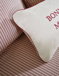 Housse de coussin Mon Chéri en lin et coton - Blanc & Rouge