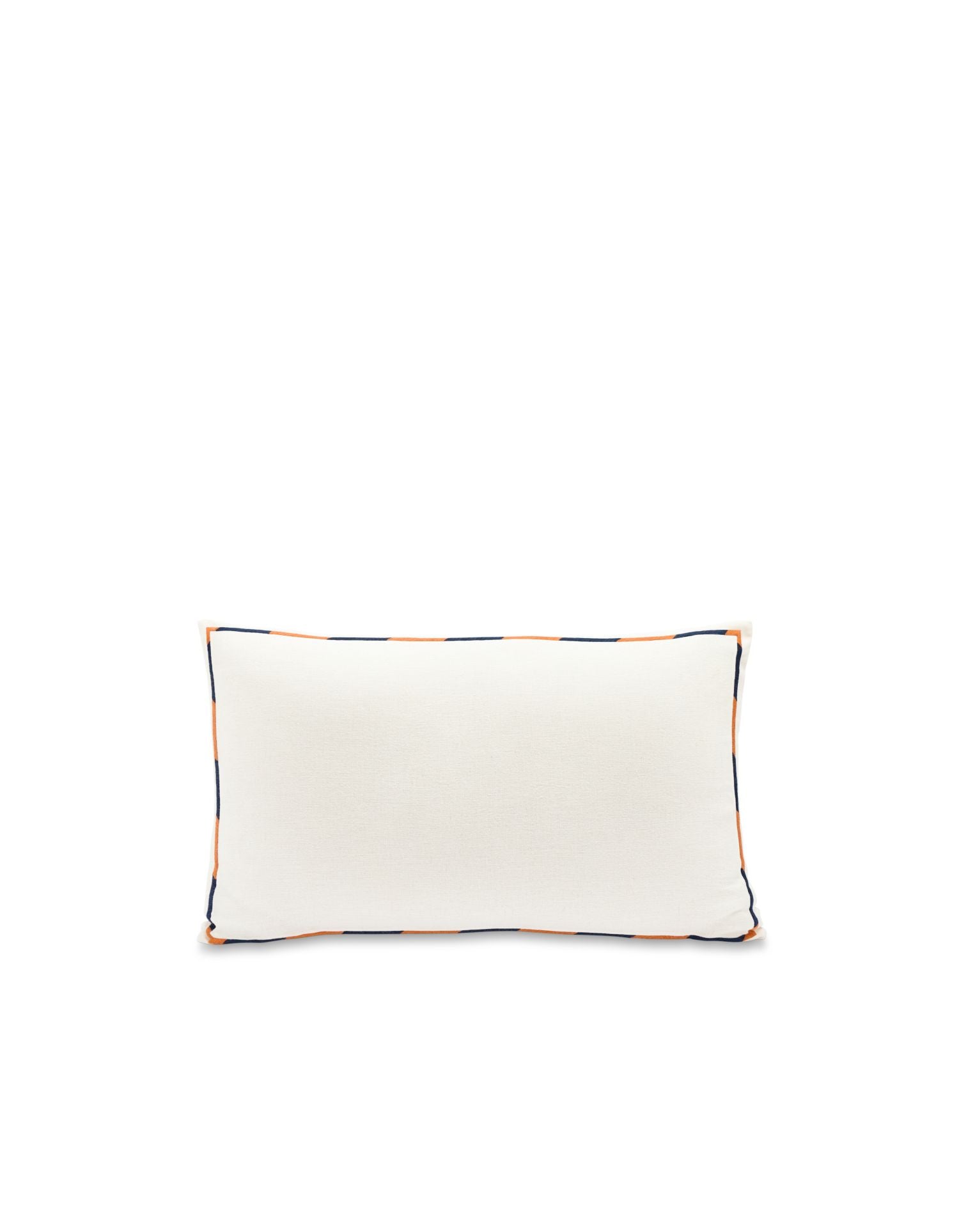 Linen and cotton embroidered cushion cover - White