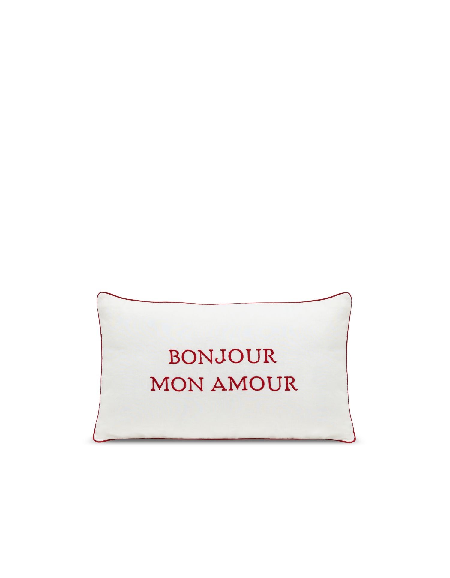Housse de coussin Mon Amour en lin et coton - Blanc & Rouge