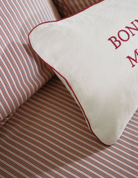 Housse de coussin Mon Amour en lin et coton - Blanc & Rouge