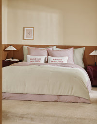 Housse de coussin Mon Amour en lin et coton - Blanc & Rouge