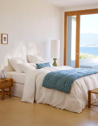 Futon Carreau Ischia en coton mélangé - Vert & Bleu