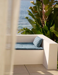Futon Carreau Ischia en coton mélangé - Vert & Bleu