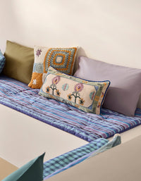 Cotton striped Bayadère Futon - Blue