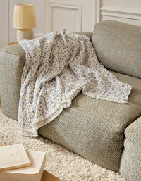 4-ply cotton gauze blanket - Fleur Bleue