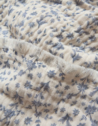 4-ply cotton gauze blanket - Fleur Bleue