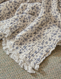 4-ply cotton gauze blanket - Fleur Bleue