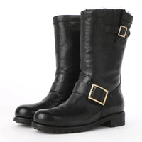 Leather biker boots - Black