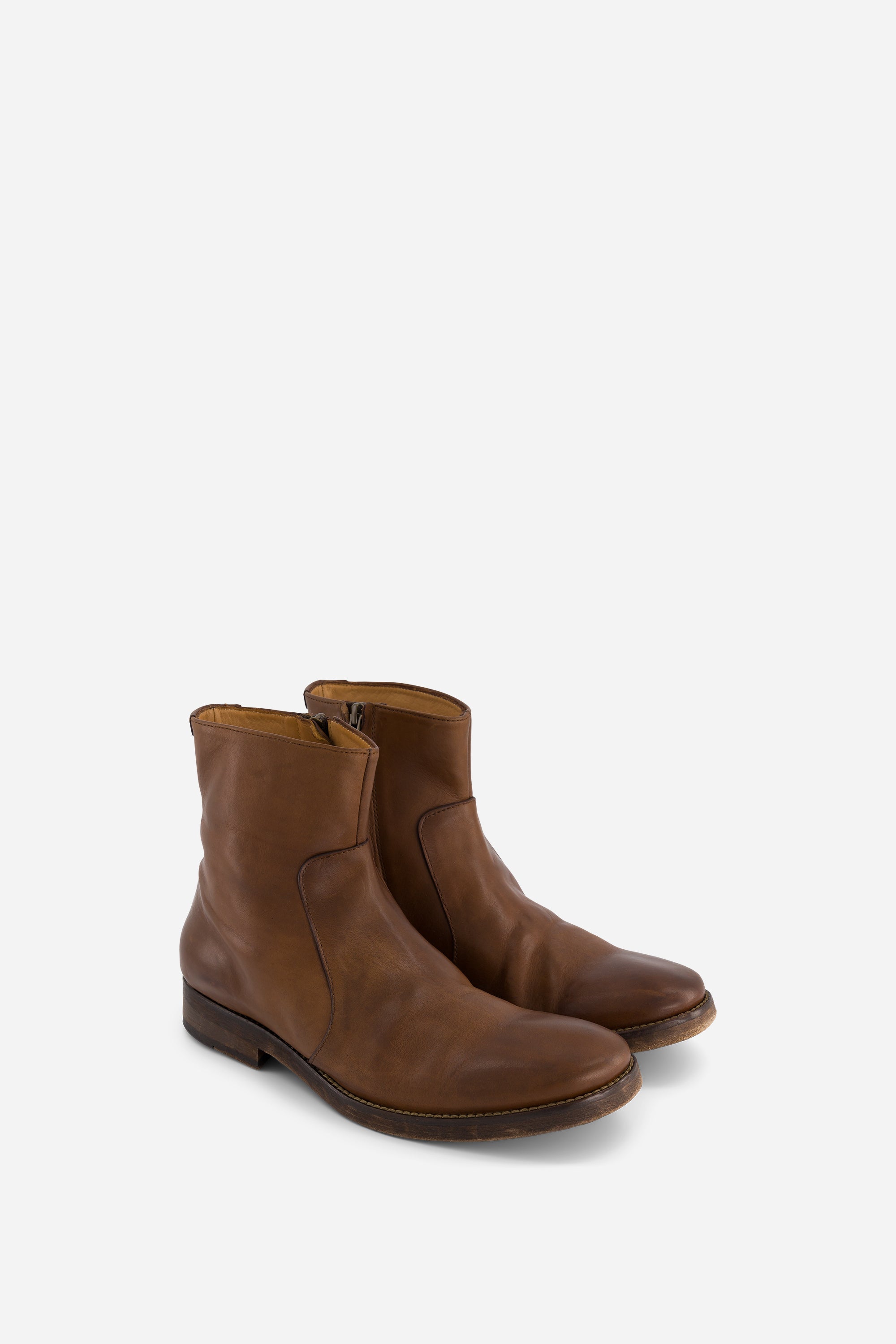 Bottines Cab à bouts arrondis en cuir - Mogano