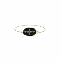 Yellow Gold and Silver Bracelet with Diamond - Diamond & Resin