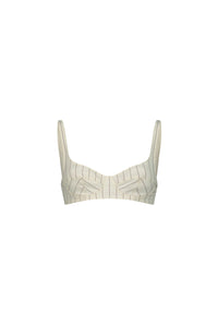 Flower striped wool bra - Ecru & Brick