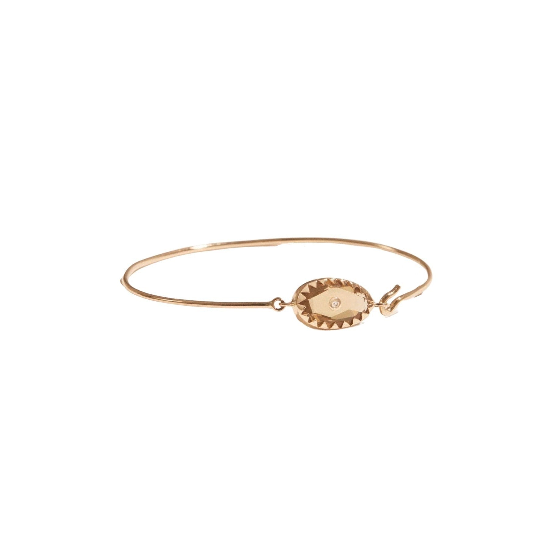 Jonc Orso en or jaune sertie de diamant - Quartz miel & Diamant