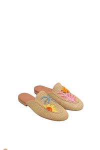 Mules Tropical en raphia - Beige