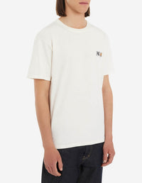 Short-sleeved T-shirt with double badge - Latte