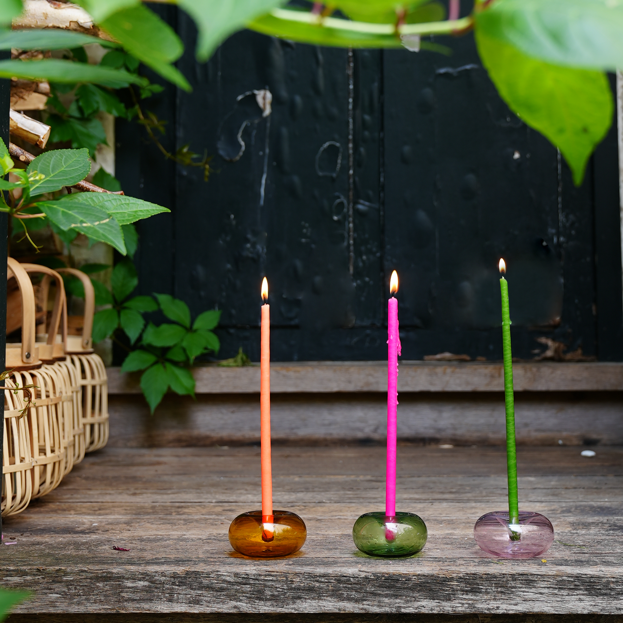 Rose & Jaune Fluo Bougeoirs - Rose & Jaune Fluo