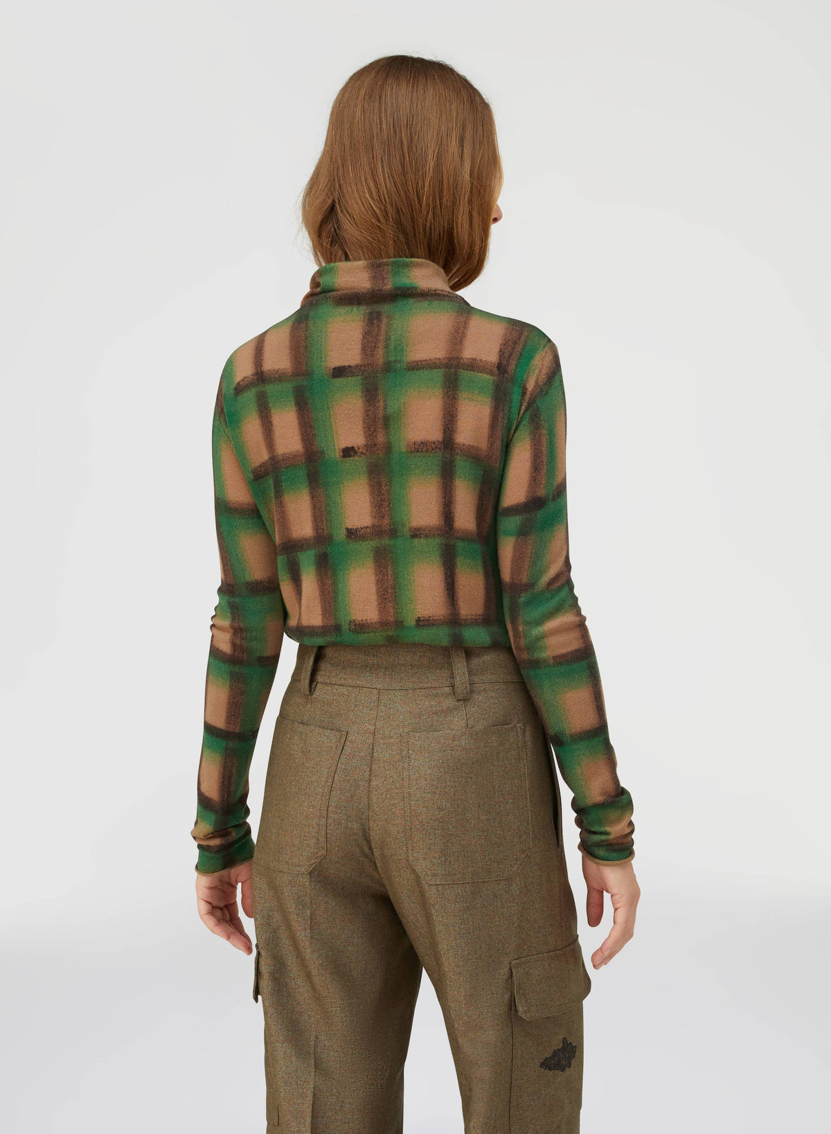 GREEN CHECK ROLLNECK