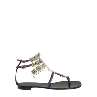 Sandales plates Amira en cuir - Violet