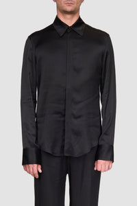Chemise en satin unisex - Black