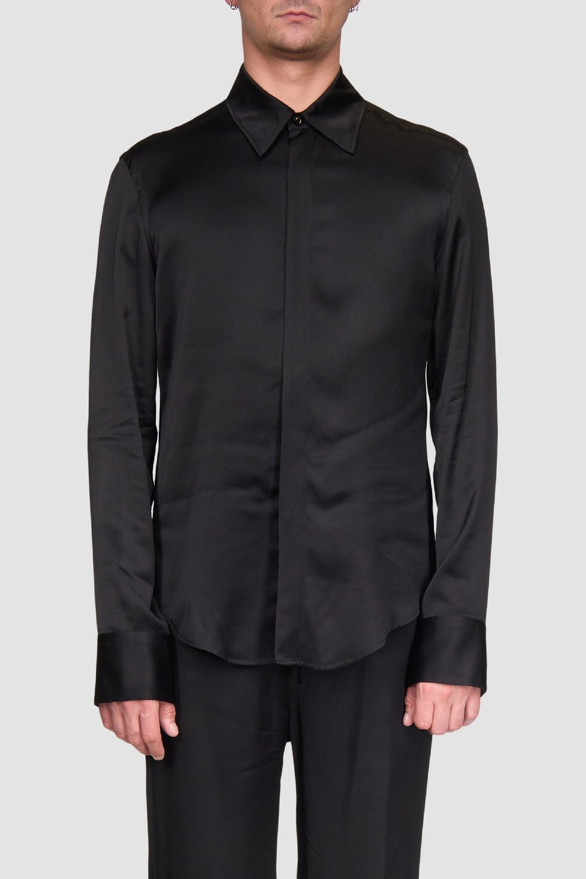 Chemise en satin unisex - Black