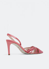 Slingbacks Vida 75 à strass en daim - Rosa