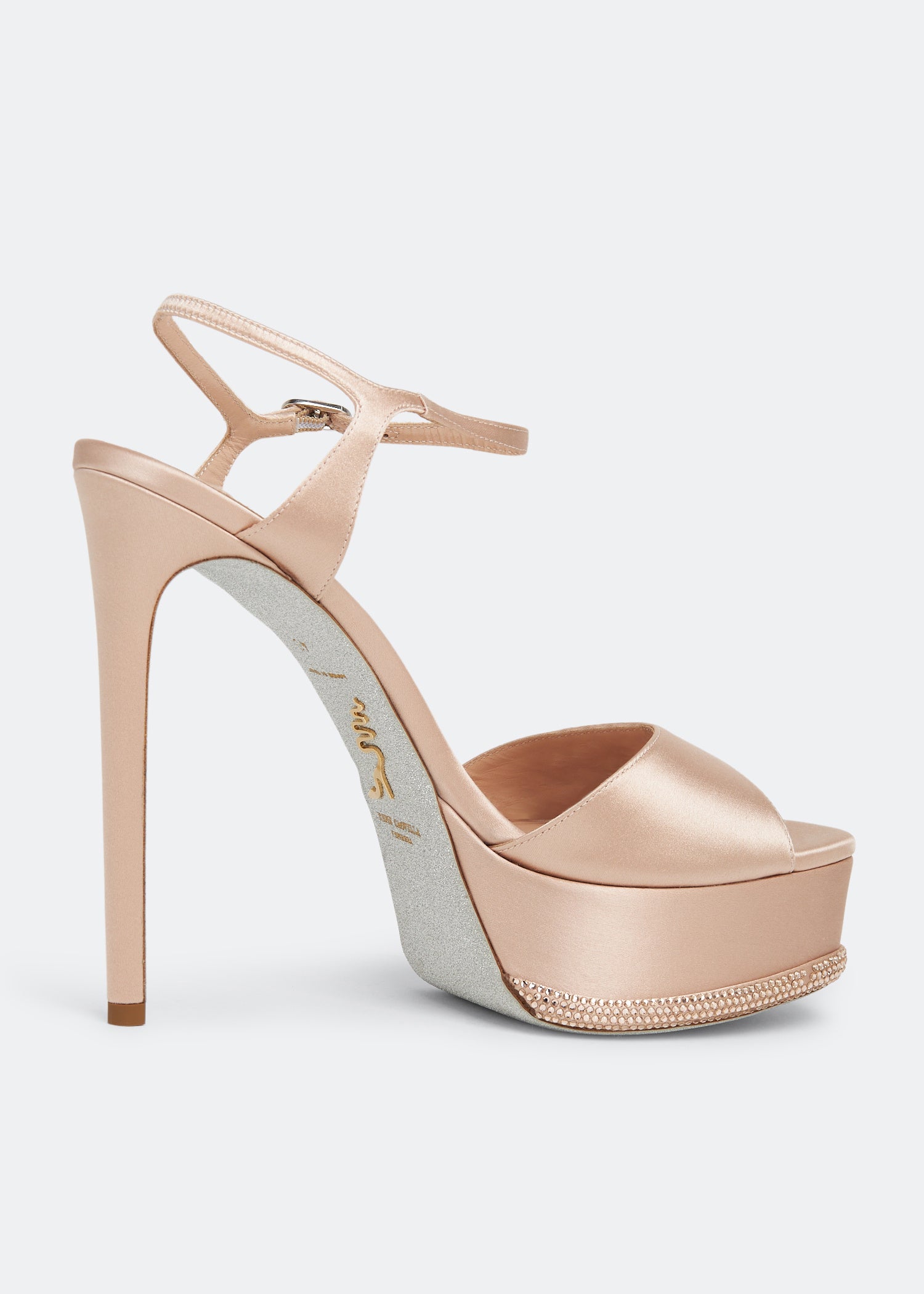Sandales à plateforme Anastasia 130 à strass en satin - Avorio & Transmission