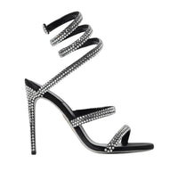 Sandales à talons Cleopatra 105 à strass en satin - Nero & Crystal