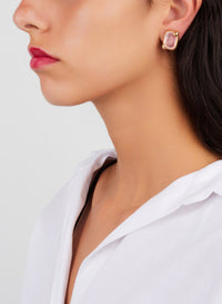 Boucles d'oreilles Ritratto en Or rose 18K & Quartz rose & Diamant