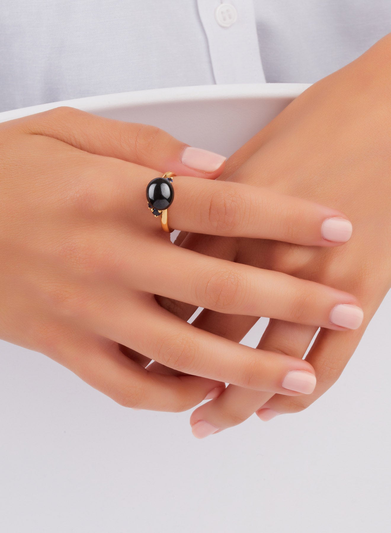 Bague Capri Ceramica en Or rose 18K & Saphir bleu et Céramique