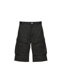 RAW BLUE / BLACK // raw blue bi-material denim shorts