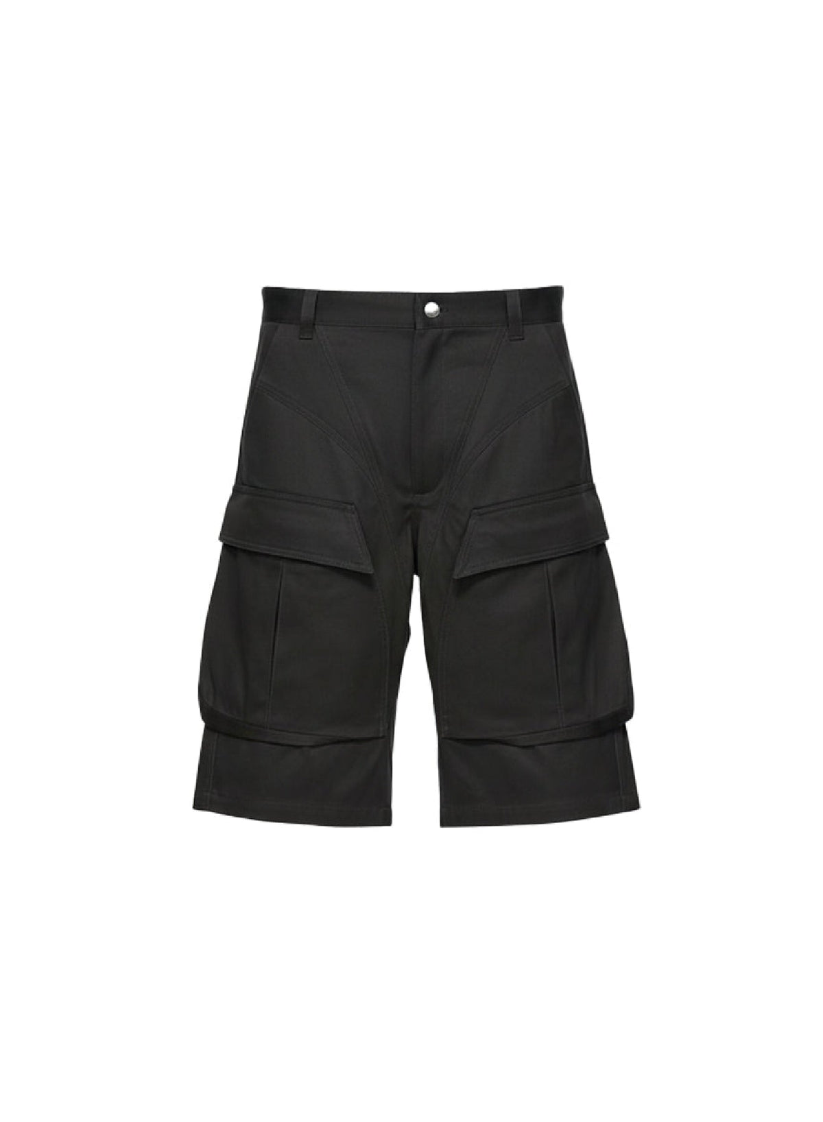 RAW BLUE / BLACK // raw blue bi-material denim shorts