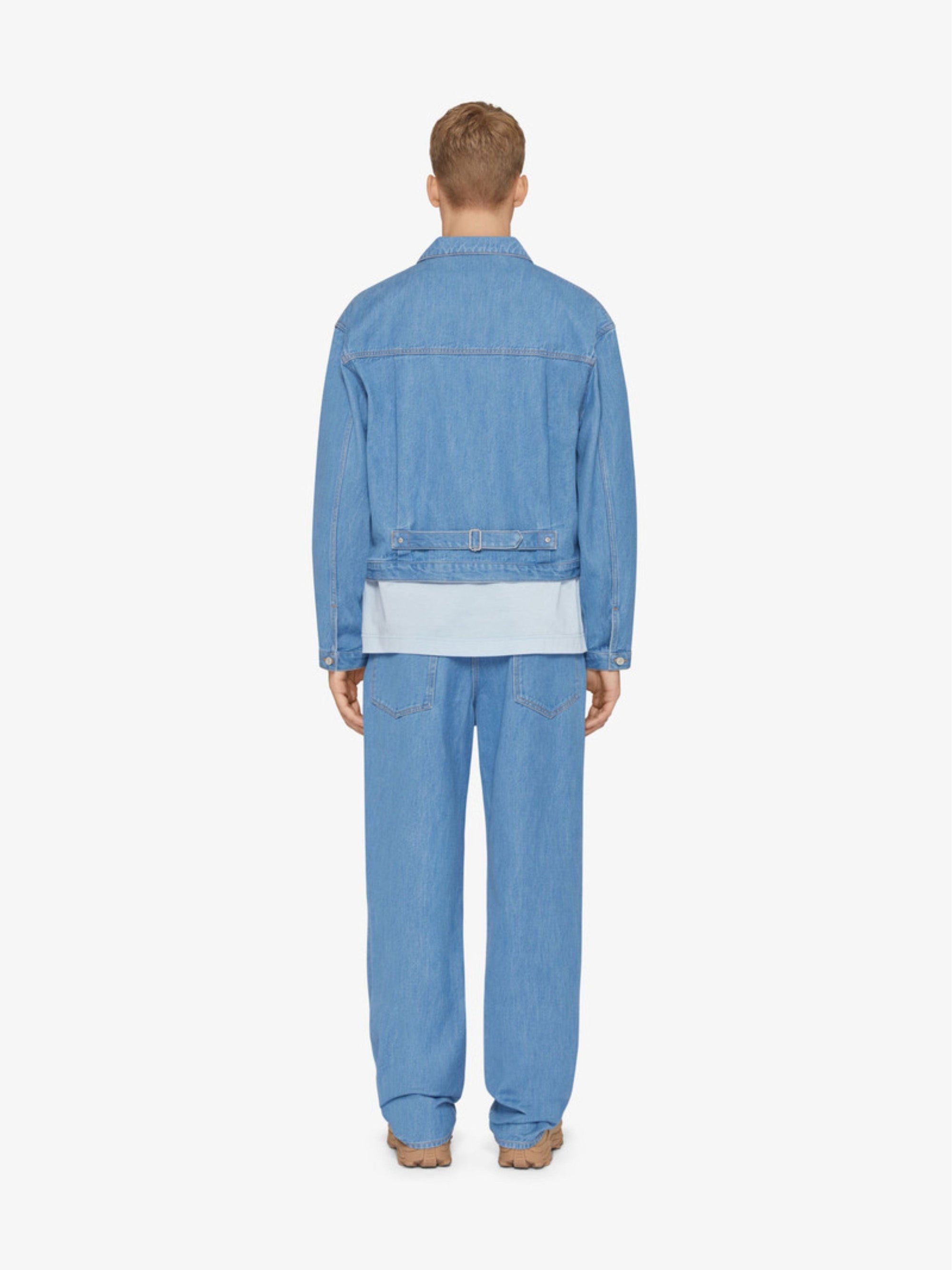 PLEATED AND SNAPPED DENIM JACKET