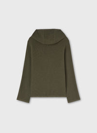 OLIVE GREEN KNIT ZIP UP HOODIE