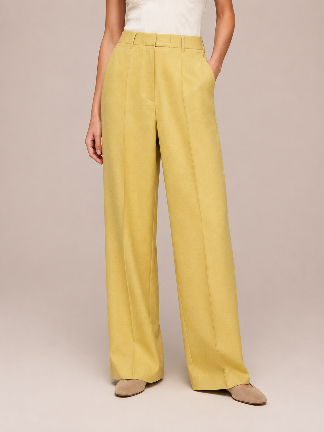PALE YELLOW TAILORING PANTS (NR)