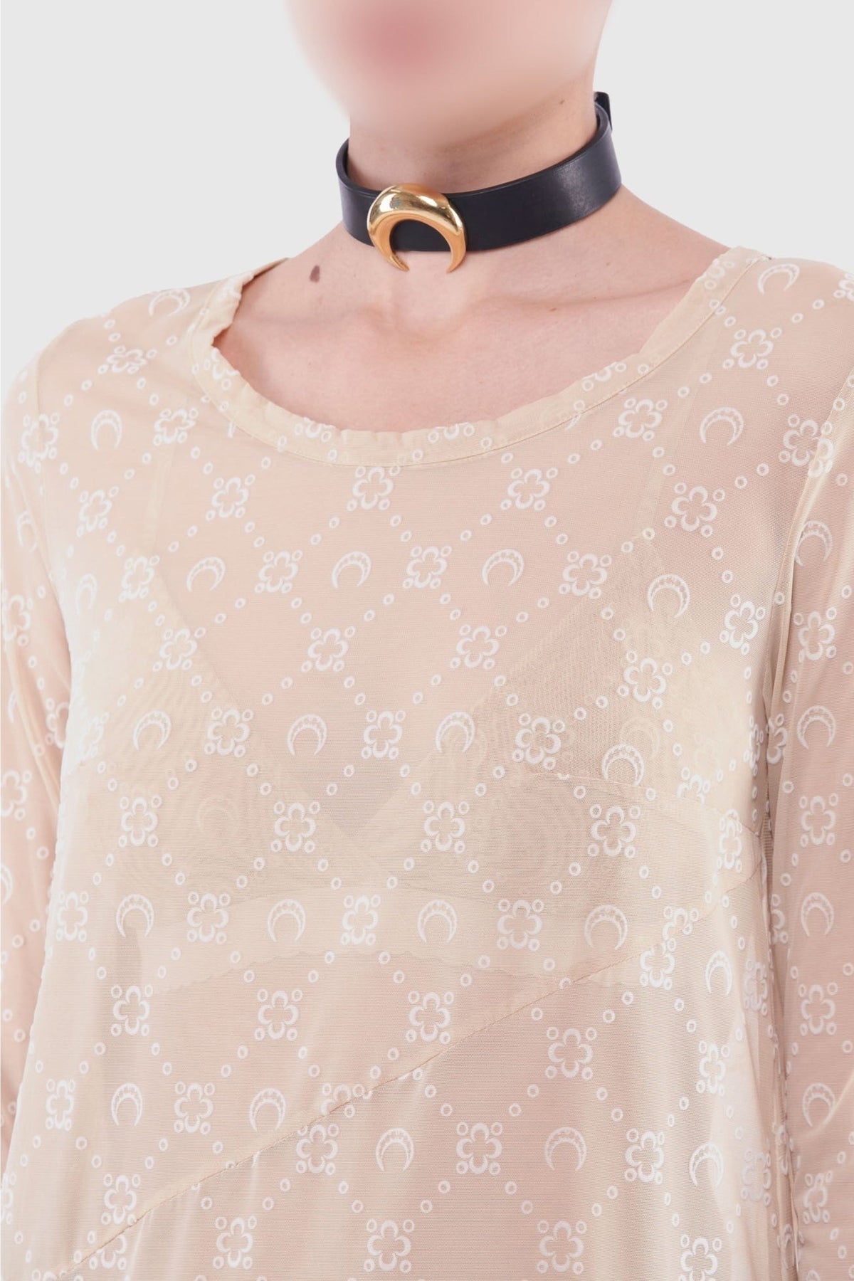 Robe en mesh floquée monogramme Upcyclé - Light Beige