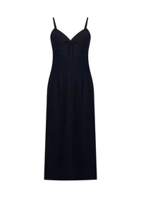 Short slit satin cami dress - Navy