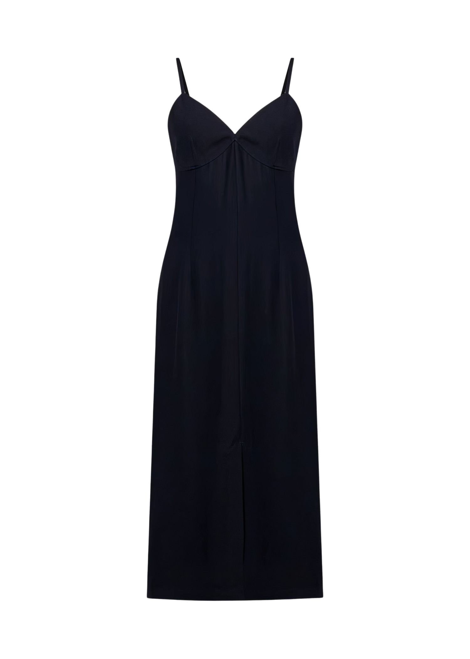 Short slit satin cami dress - Navy